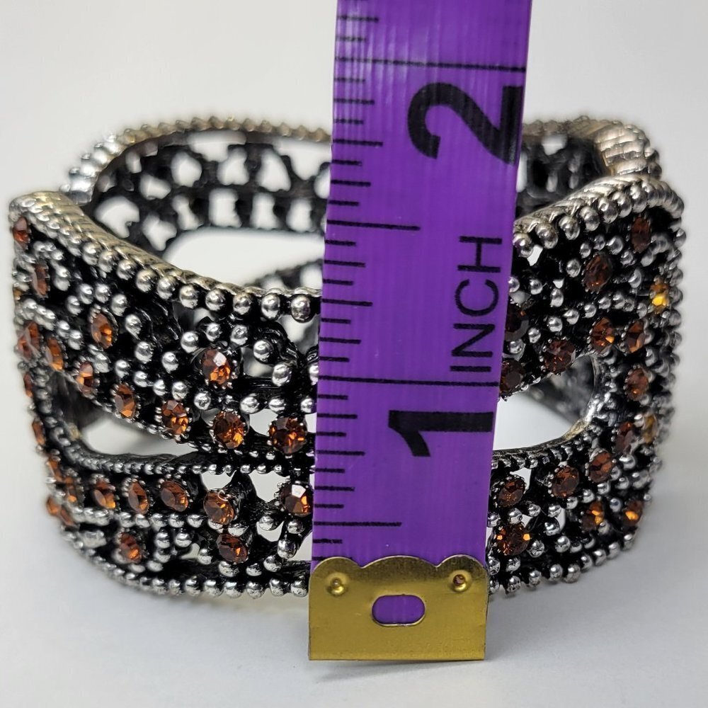 Multicolored Rhinestone Hinged Bracelet - Picture 8 of 13